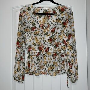 Nine Britton Faux Wrap Floral Blouse